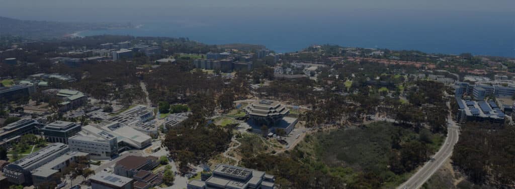 Panoramic view of San Diego Campus in University City. Discover homes for sale opportunities with the best real estate agents in San Diego.
