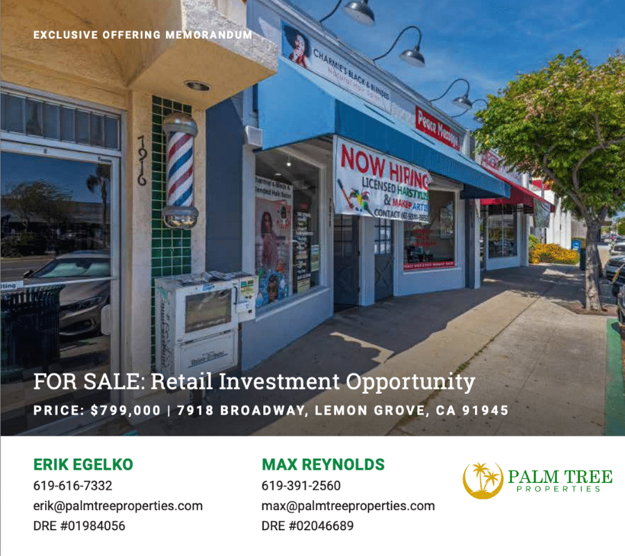 Real Estate listing investment opportunity Retail Center in Lemon Grove San Diego