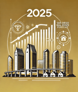 Cover of San Diego Real Estate 2025 Forecast showcasing the local market trends and stunning property visuals.