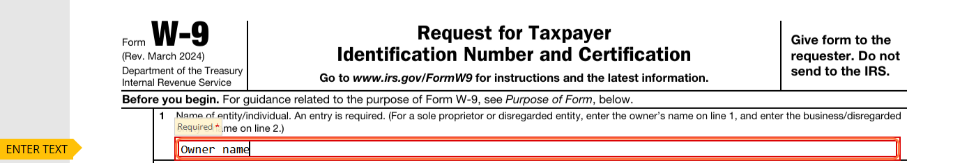 Taxpayer name field