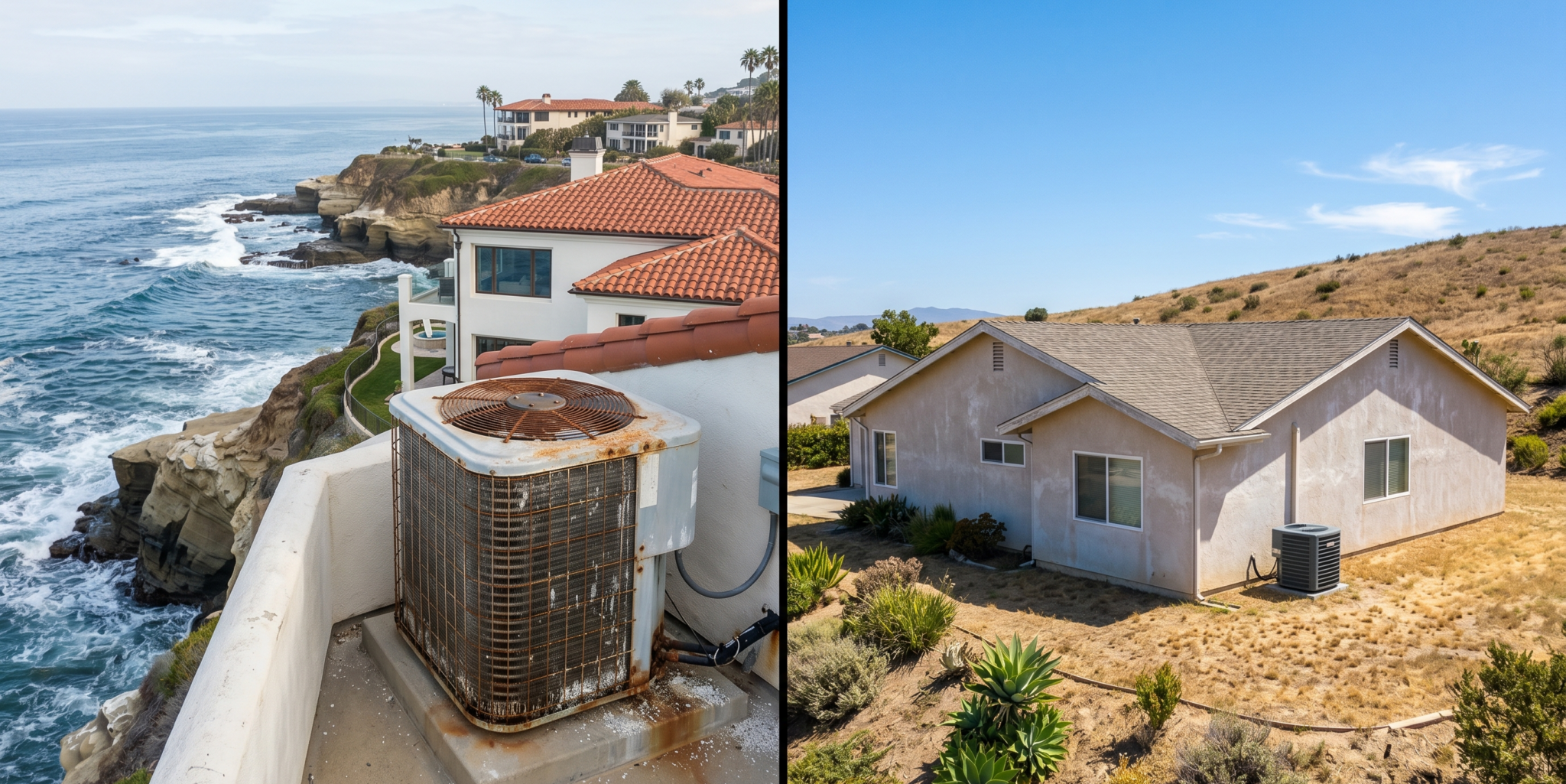 San Diego micro-climates comparing coastal corrosion to inland heat exposure