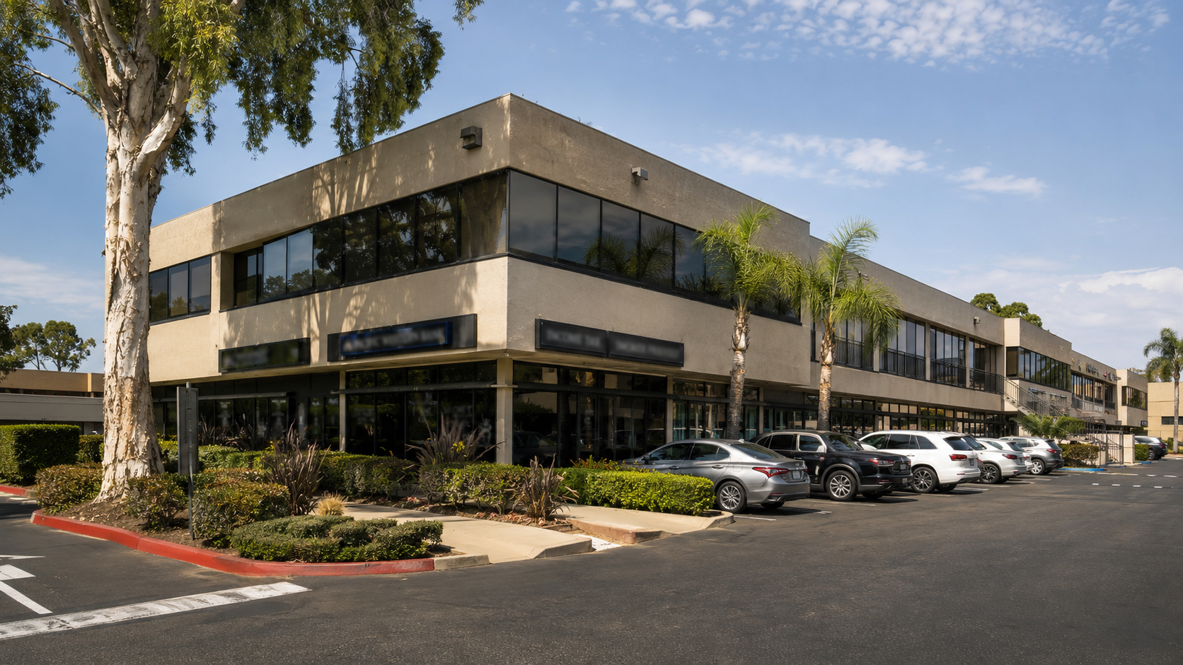 Commercial building exterior in San Diego managed by Palm Tree Properties