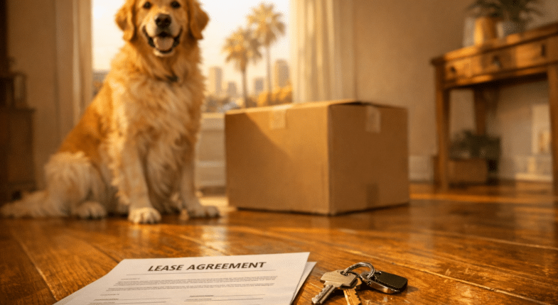 Landlord and tenant discussing pet fee agreement