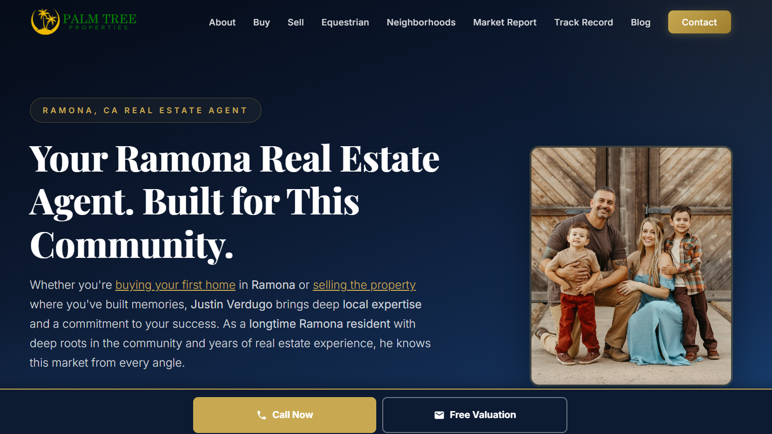 ramonarealestateagent.com listing website with lead capture built for Justin Verdugo