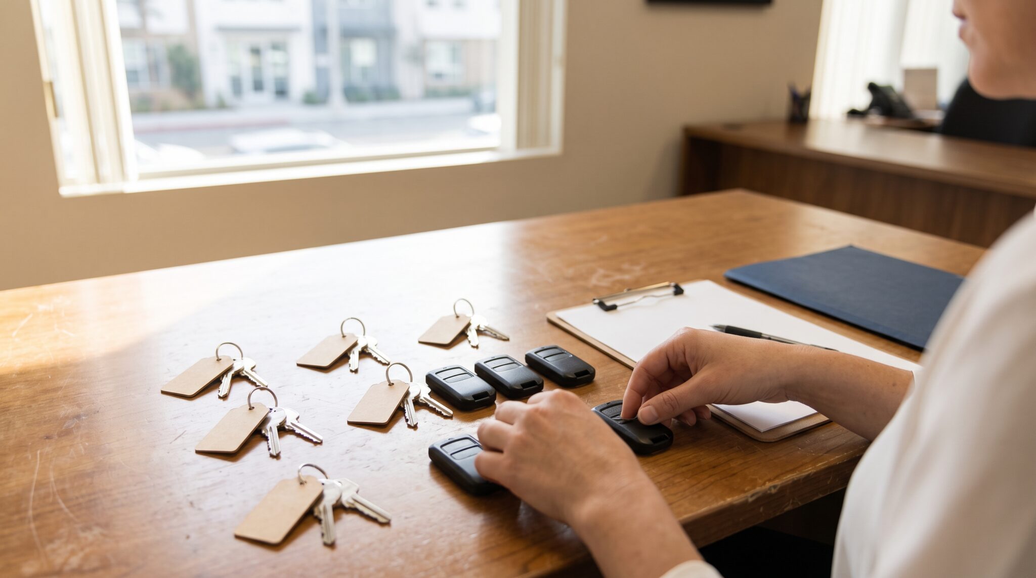 Keys and gate remotes inventoried by unit during a property management transition