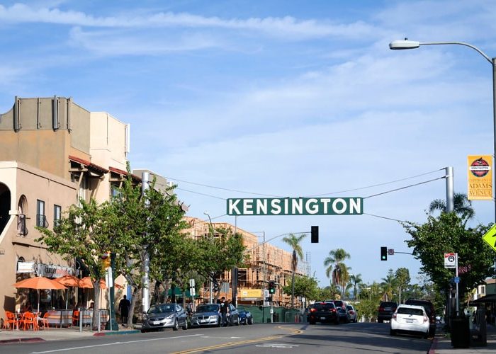 Kensington street sign. Discover homes for sale opportunities with the best real estate agents in San Diego.