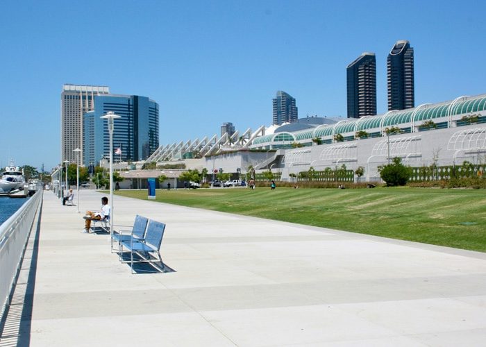 Sidewalk behind the San Diego Convention Center. Discover homes for sale opportunities with the best real estate agents in Downtown San Diego