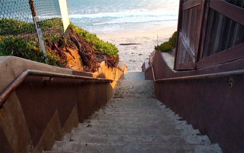 Stairs to Terramar Beach. Discover homes for sale opportunities near Carlsbad